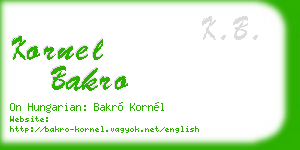 kornel bakro business card